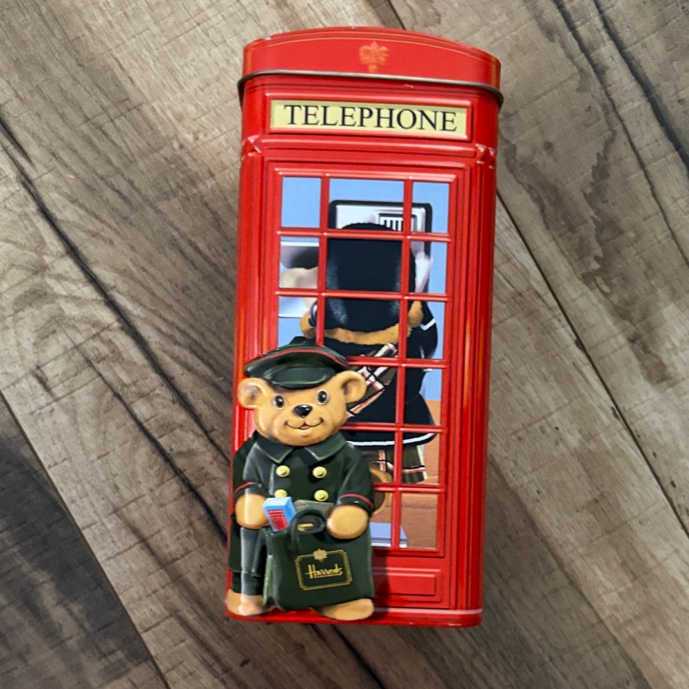England English Harrods Telephone Booth Kiosk Bank tin (empty)